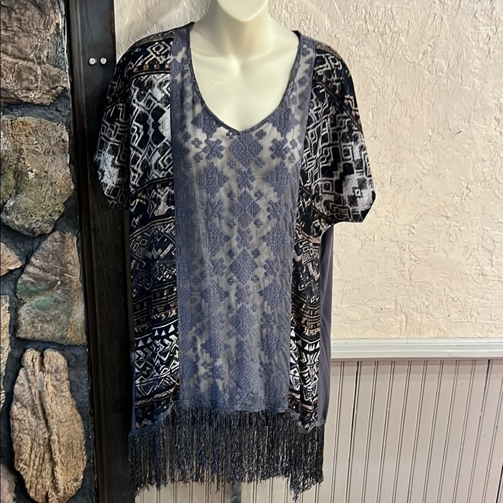 Hem & Thread Black Graphic Oversized Blouse